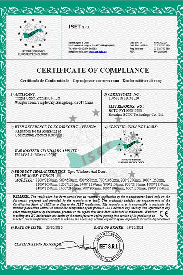 CE certification for doors and windows