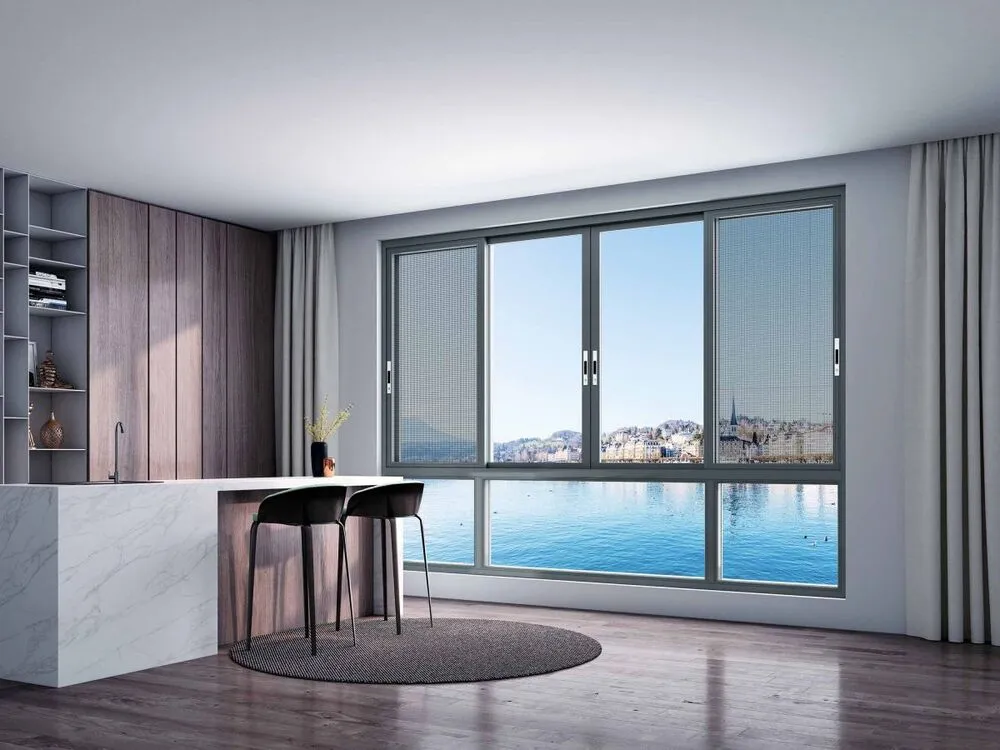 aluminium two track sliding window