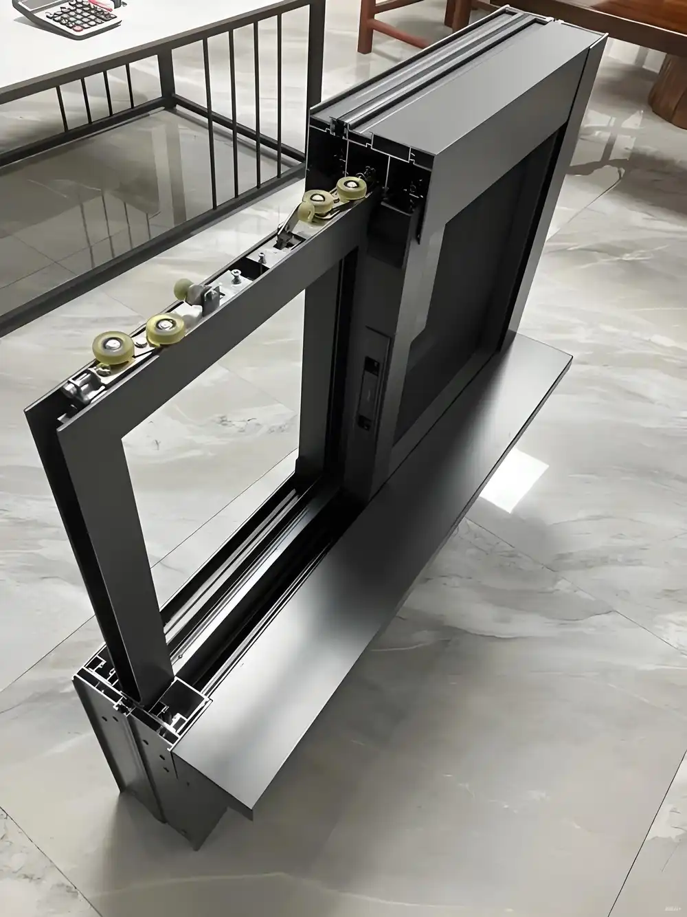 aluminium two track sliding window