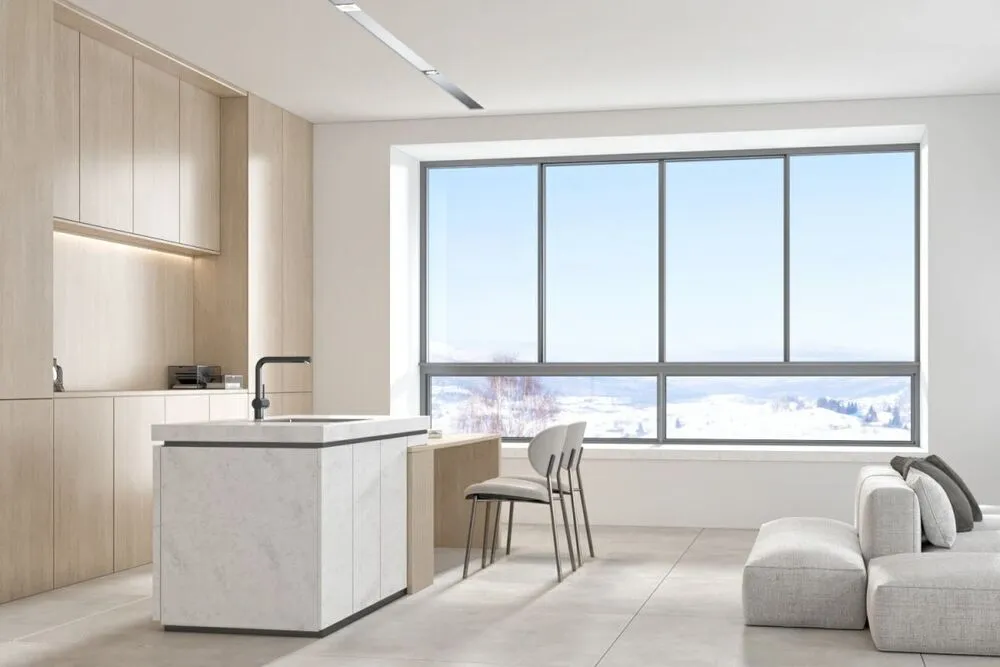 aluminium two track sliding window